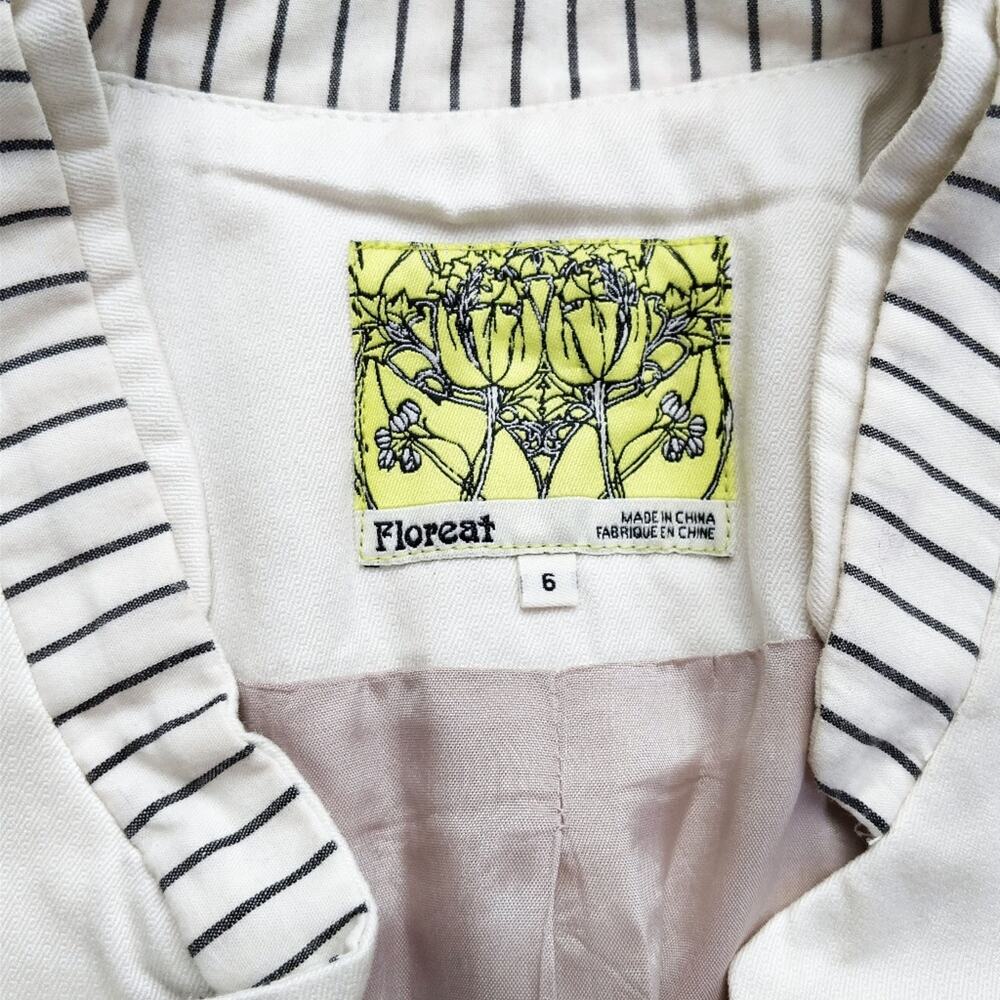 ANTHROPOLOGIE FLOREAT Origami White Bow Short Jacket Blazer 6 - Picture 3 of 7
